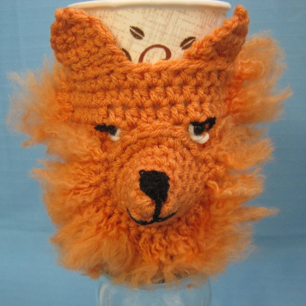 Red Fox Crochet  Handmade Cup Cozy Holder Gifts by Bren